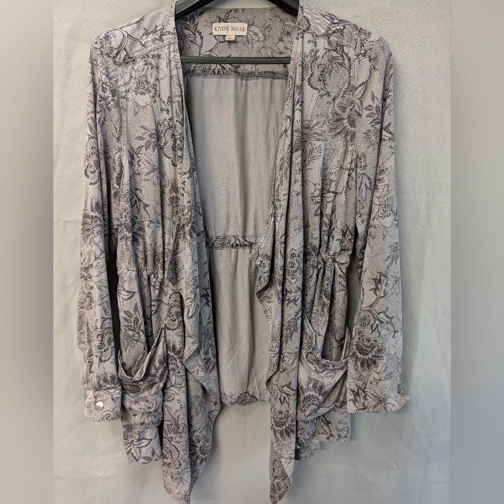 Knox Rose Gray Floral Cardigan